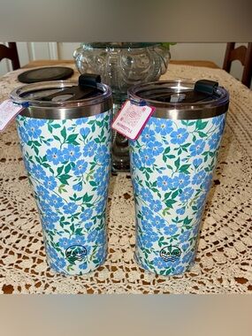NWT MAYIM Blue Floral Insulated Tumbler - Set of 2